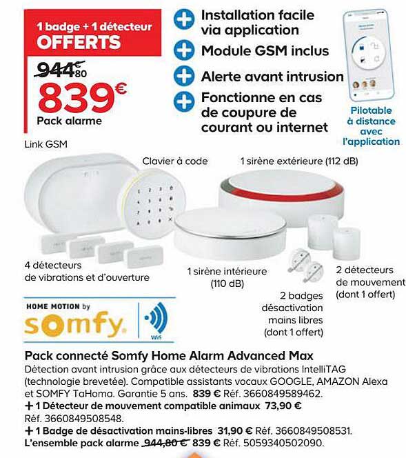 pack connecté somfy home alarm advanced max