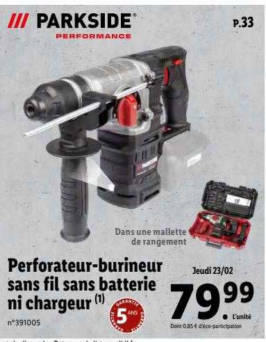 perforateur-burineur sans fil sans batterie ni chargeur parkside