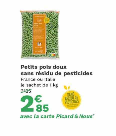 petits pois doux sans résidu de pesticides