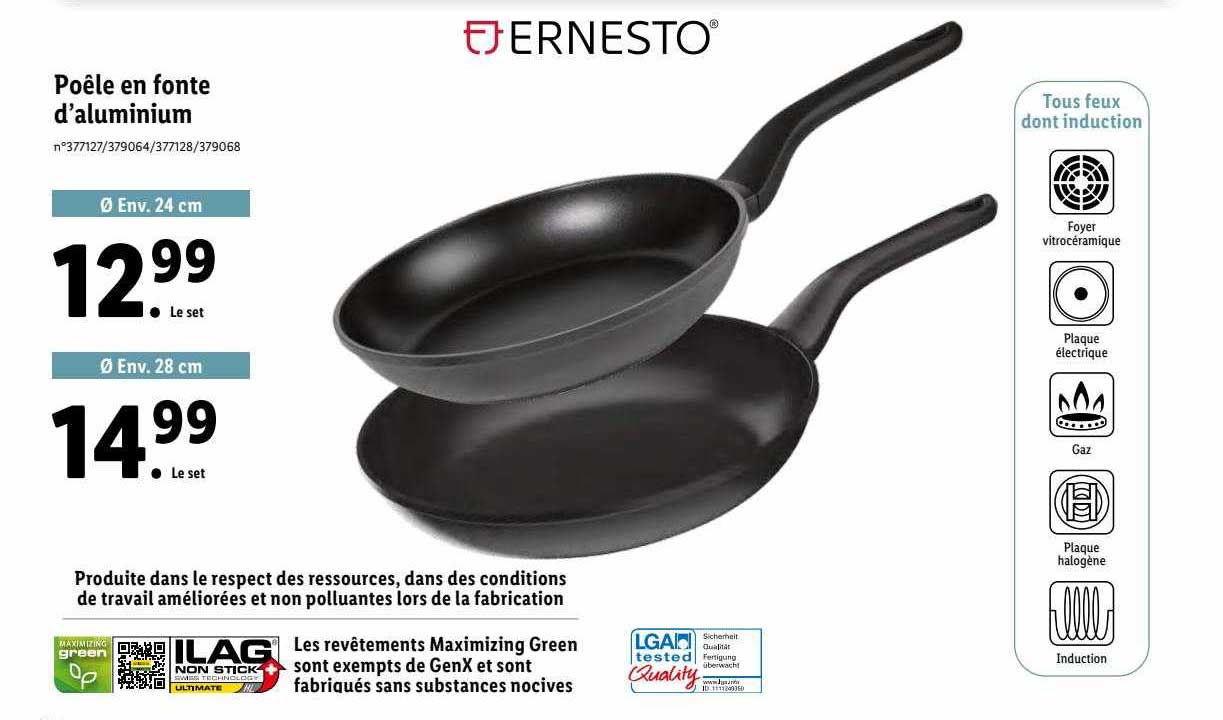 poêle en fonte d'aluminium ernesto