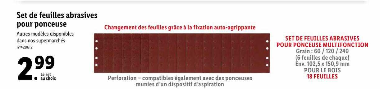 Set De Feuilles Abrasives Pour Ponceuse