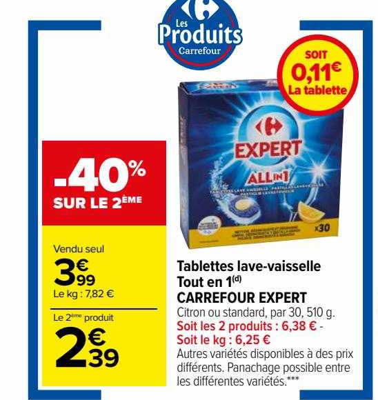 tablettes lave-vaisselle tout en 1 carrefour expert