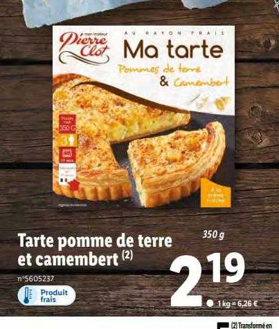 tarte pomme de terre et camembert pierre clot
