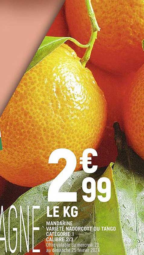 mandarine variété nadorcott ou tango