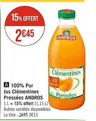 10% pur jus clémentines pressés andros