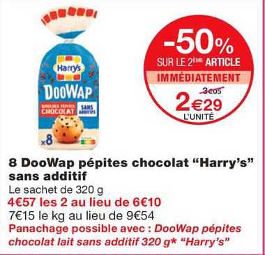 8 dooWap pépites chocolat "harry's" sans additif