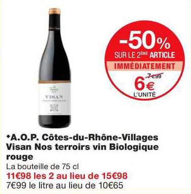 a.o.p. côtes-du-rhône-villages visan nos terroirs vin biologique rouge