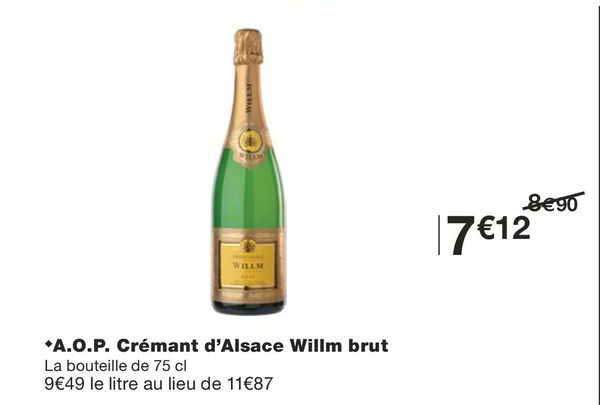 a.o.p. crémant d'alsace willm brut