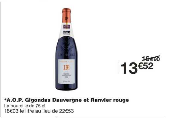 a.o.p. gigondas dauvergne et ranvier rouge