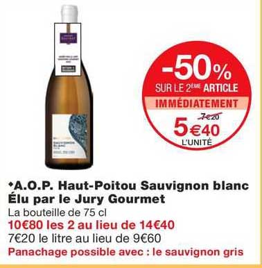 a.o.p. haut-poitou sauvignon blanc élu par le jury gourmet