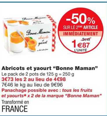 abricots et yaourt "bonne maman"