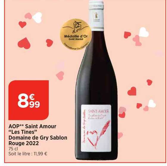 aop saint amour "les tines" domaine de gry sablon rouge 2022