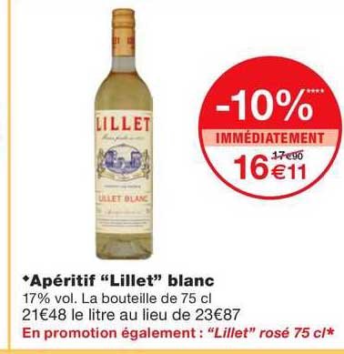 Apéritif "lillet" Blanc