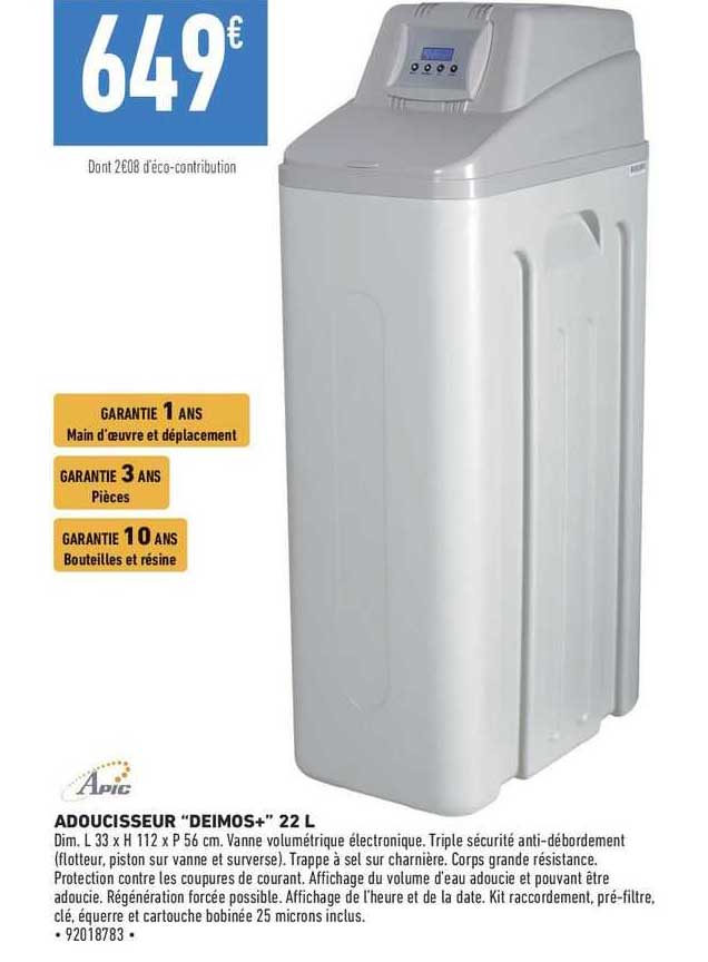 apic adoucisseur "deimos+" 22l