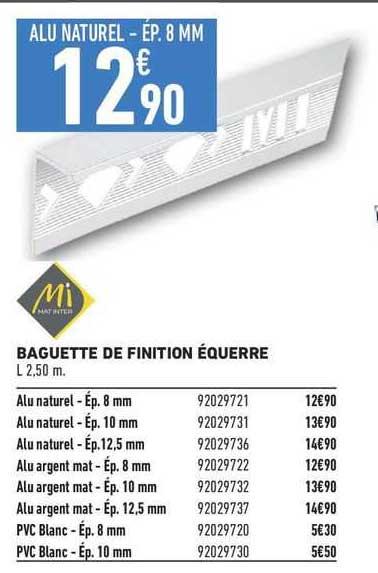 baguette de finition équerre