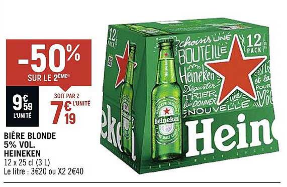 Bière Blonde 5% Vol Heineken