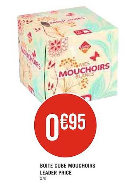 boite cube mouchoirs leader price
