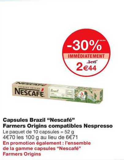capsules brazil "nescafé" farmers origins compatibles nespresso