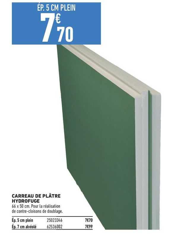 carreau de plâtre hydrofuge