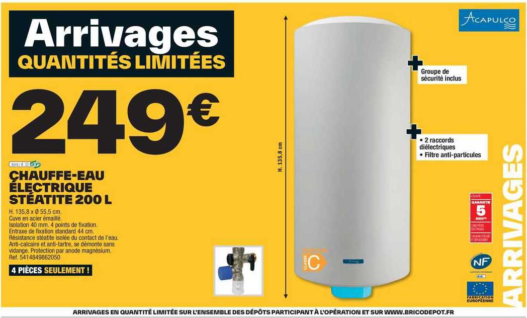 chauffe-eau électrique stéatite 200 l