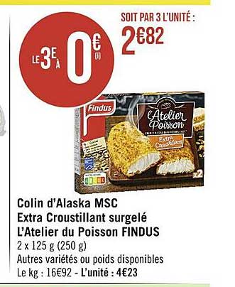 colin d'alaska msc extra croustillant surgelé l'atelier du poisson findus