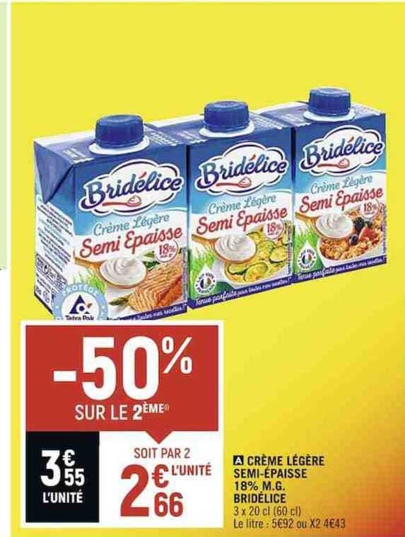 crème légère semi-épaisse 18% m.g. bridélice