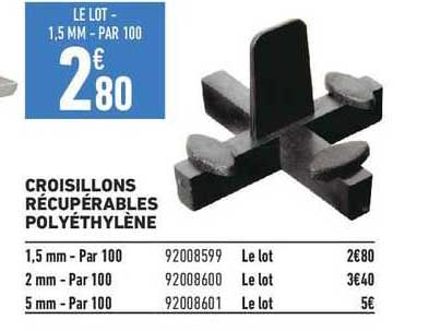 croisillons récupérables polyéthylène