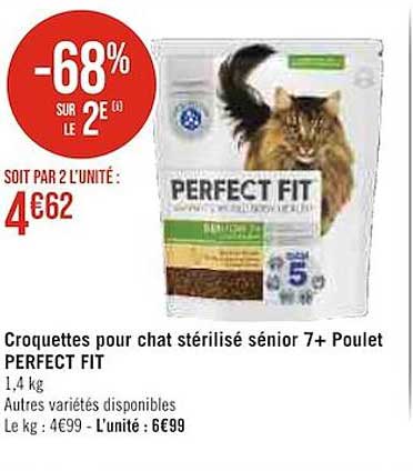 croquettes pour chat stérilisé sénior 7+ poulet perfect fit