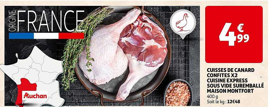 cuisses de canard confites x 2 cuisine express sous vide suremballé maison montfort