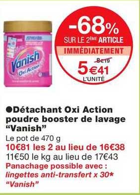 détachant oxi action poudre booster de lavage "vanish"