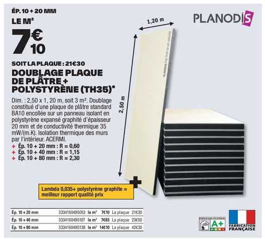 doublage plaque de plâtre + polystyrène (th35)