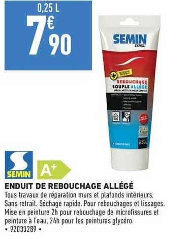 enduit de rebouchage allégé semin