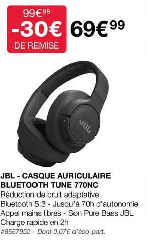 jbl - casque auriculaire bluetooth tune 770nc
