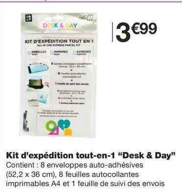 kit d'éxpédition tout-en-1 "desk & day"