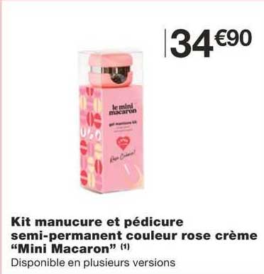 kit manucure et pédicure semi-paermanent couleur rose crème "mini macaron"