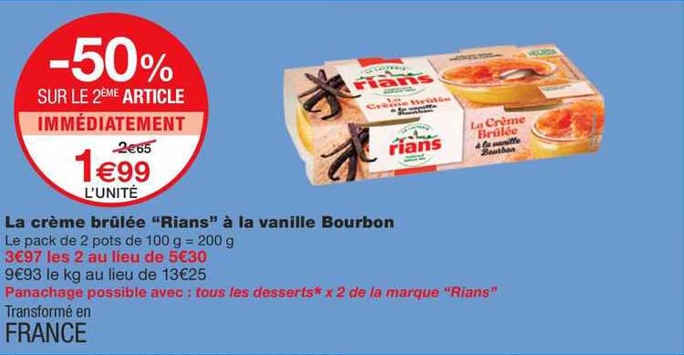 la crème brûlée "rians" à la vanille bourbon