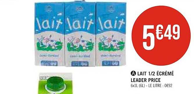lait 1/2 écrémé leader price