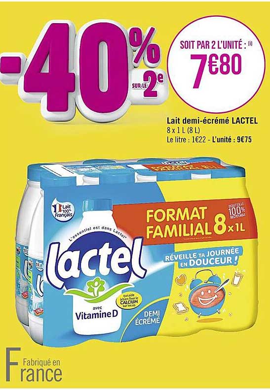 lait demi-écrémé lactel