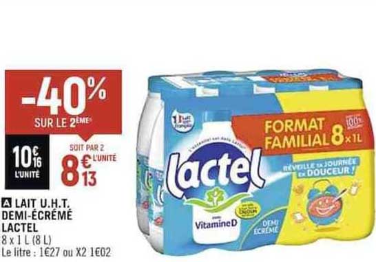 lait u.h.t. demi-écrémé lactel