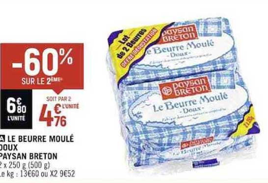 Le Beurre Moulé Doux Paysan Breton