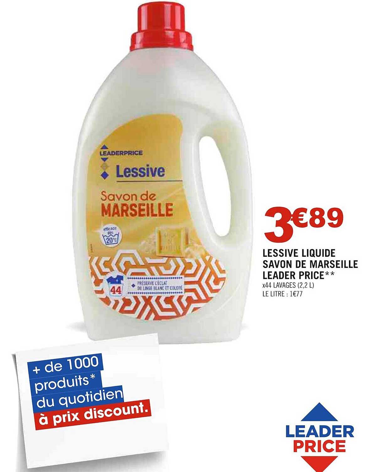 lessive liquide savon de marseille leader price