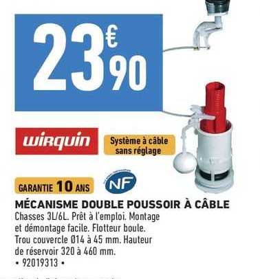 mécanisme double poussoir à câble wirquin