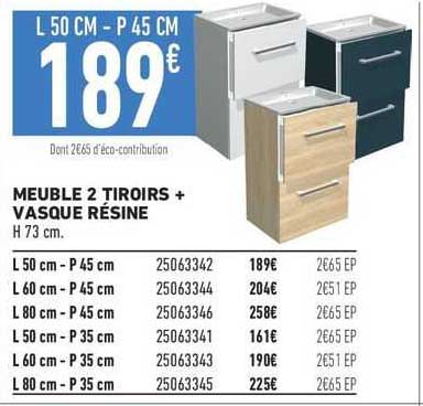 Meuble 2 Tiroirs + Vasque Résine