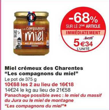 miel crémeux des charentes "les compagnons du miel"