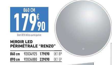 miroir led périmétrale "renzo"