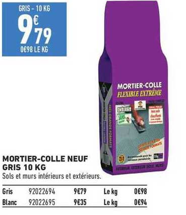 mortier-colle neuf gris 10 kg