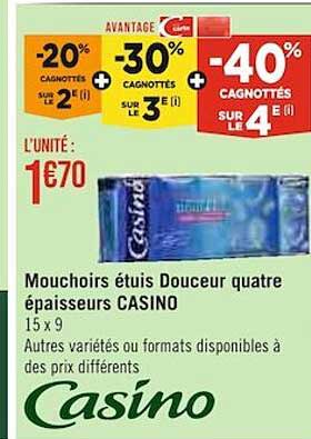 mouchoirs étuis douceur quatre épaisseurs casino