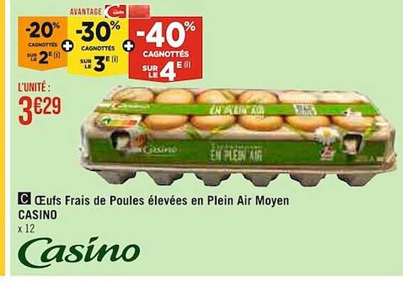 œufs frais de poules élevées en plein air moyen casino