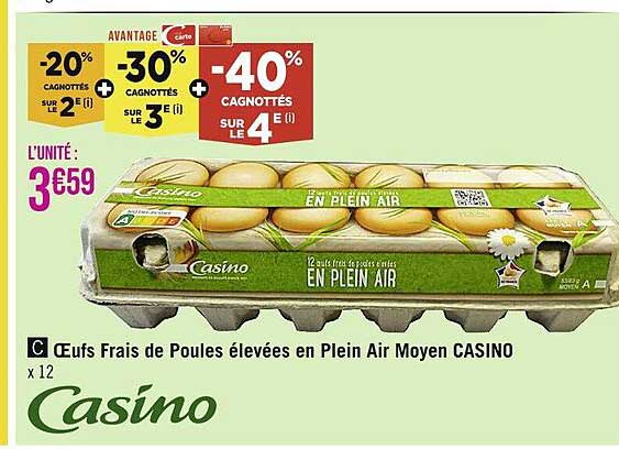 œufs frais de poules élevées en plein air moyen casino