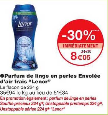 parfum de linge en perles envolée d'air frais "lenor"